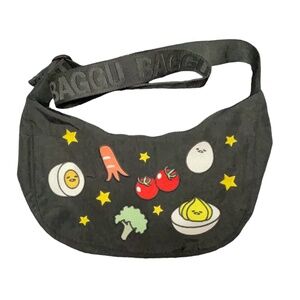 Sanrio Gudetama x Baggu Embroidered Nylon Medium Crescent Bag
